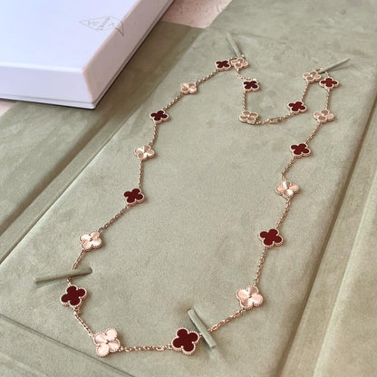 [OAKJURI Jewelry]CLOVER 20 MOTIFS LASER CARNELIAN NECKLACE