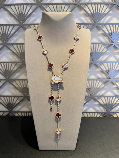 [OAKJURI Jewelry]CLOVER 20 MOTIFS LASER CARNELIAN NECKLACE