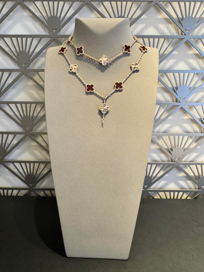 [OAKJURI Jewelry]CLOVER 20 MOTIFS LASER CARNELIAN NECKLACE