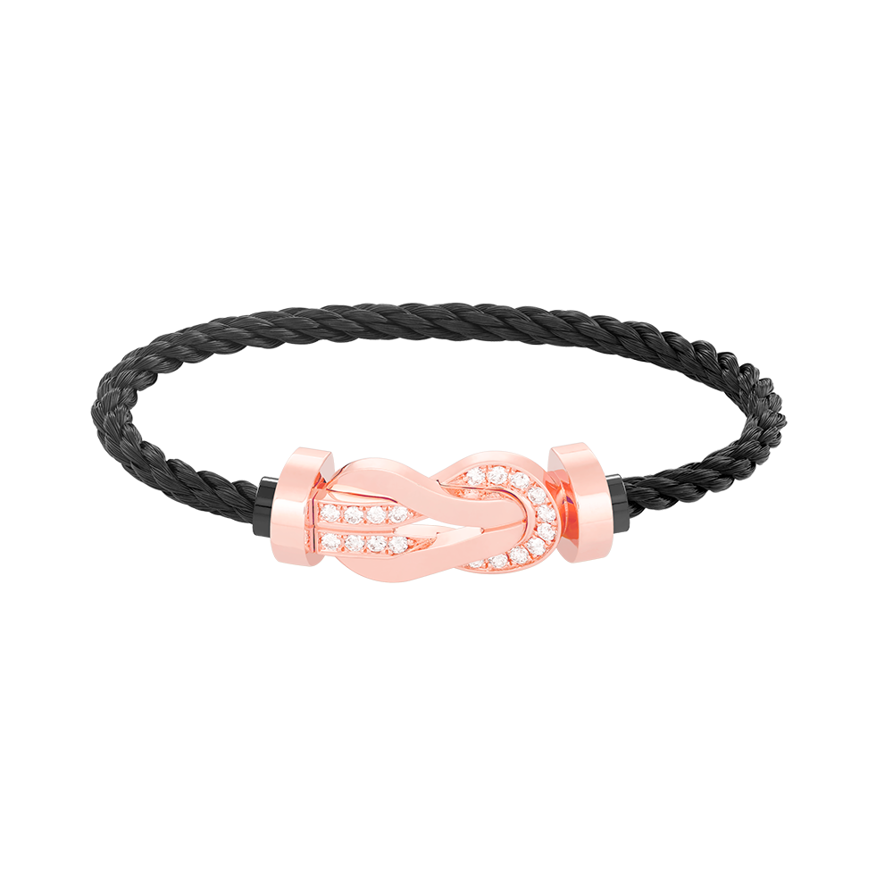 [OAKJURI Jewelry]CHANCE LARGE 8 FIGURE BUCKLE HALF DIAMOND BRACELET ROSE GOLD