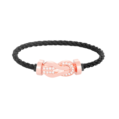 [OAKJURI Jewelry]CHANCE LARGE 8 FIGURE BUCKLE HALF DIAMOND BRACELET ROSE GOLD
