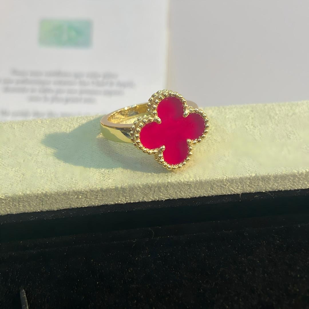 [OAKJURI Jewelry]NEW CLOVER PINK ENAMEL RINGS