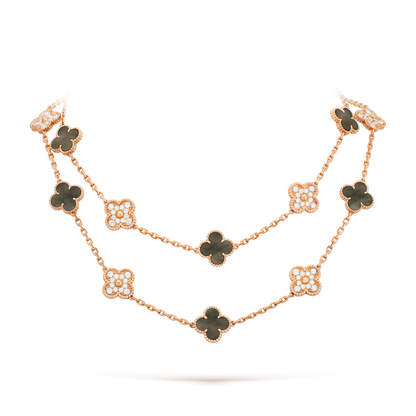 [OAKJURI Jewelry]CLOVER 20 MOTIFS DARK MOP DIAMOND  NECKLACE