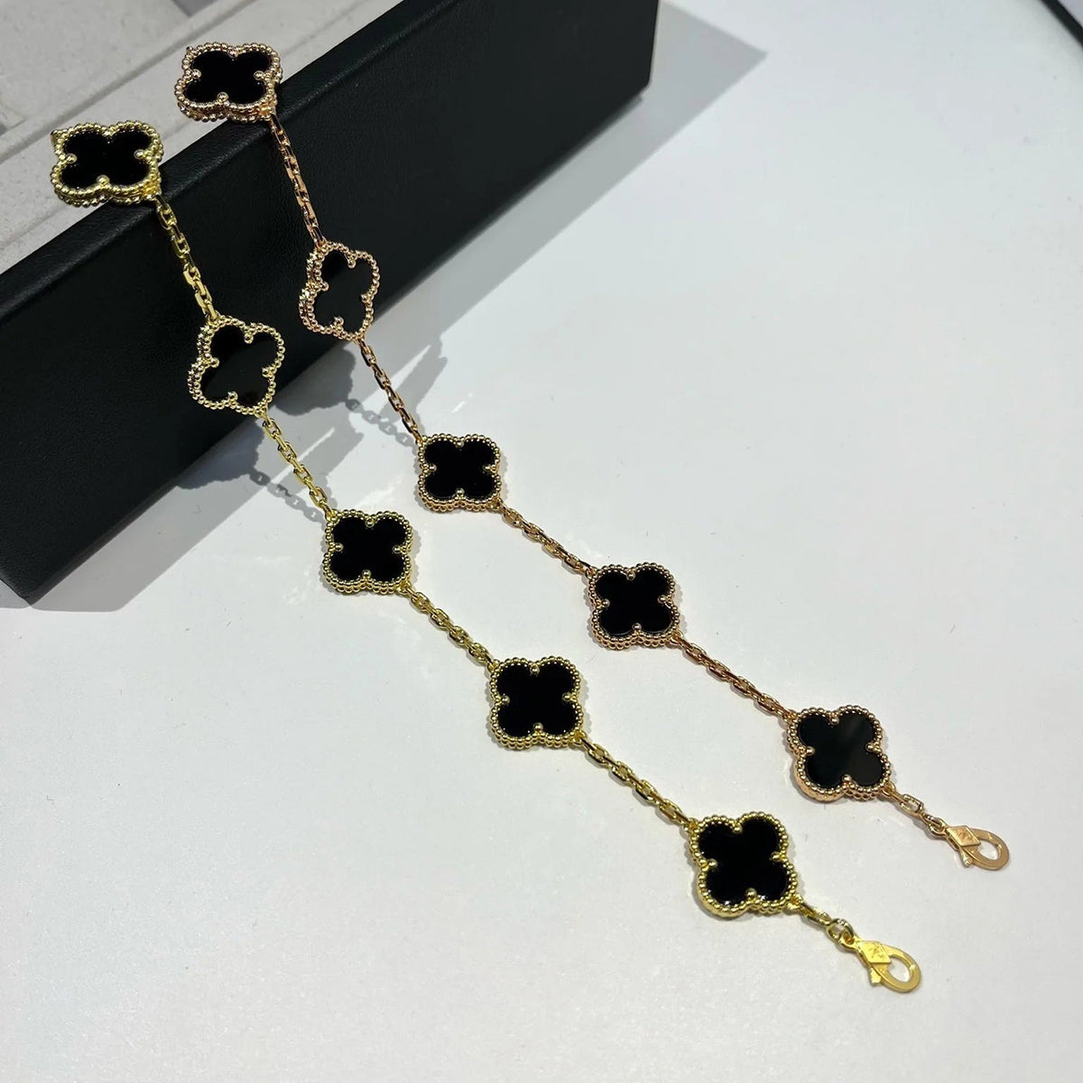 [OAKJURI Jewelry] CLOVER 5 MOTIF ONYXS BRACELET COLLECTION