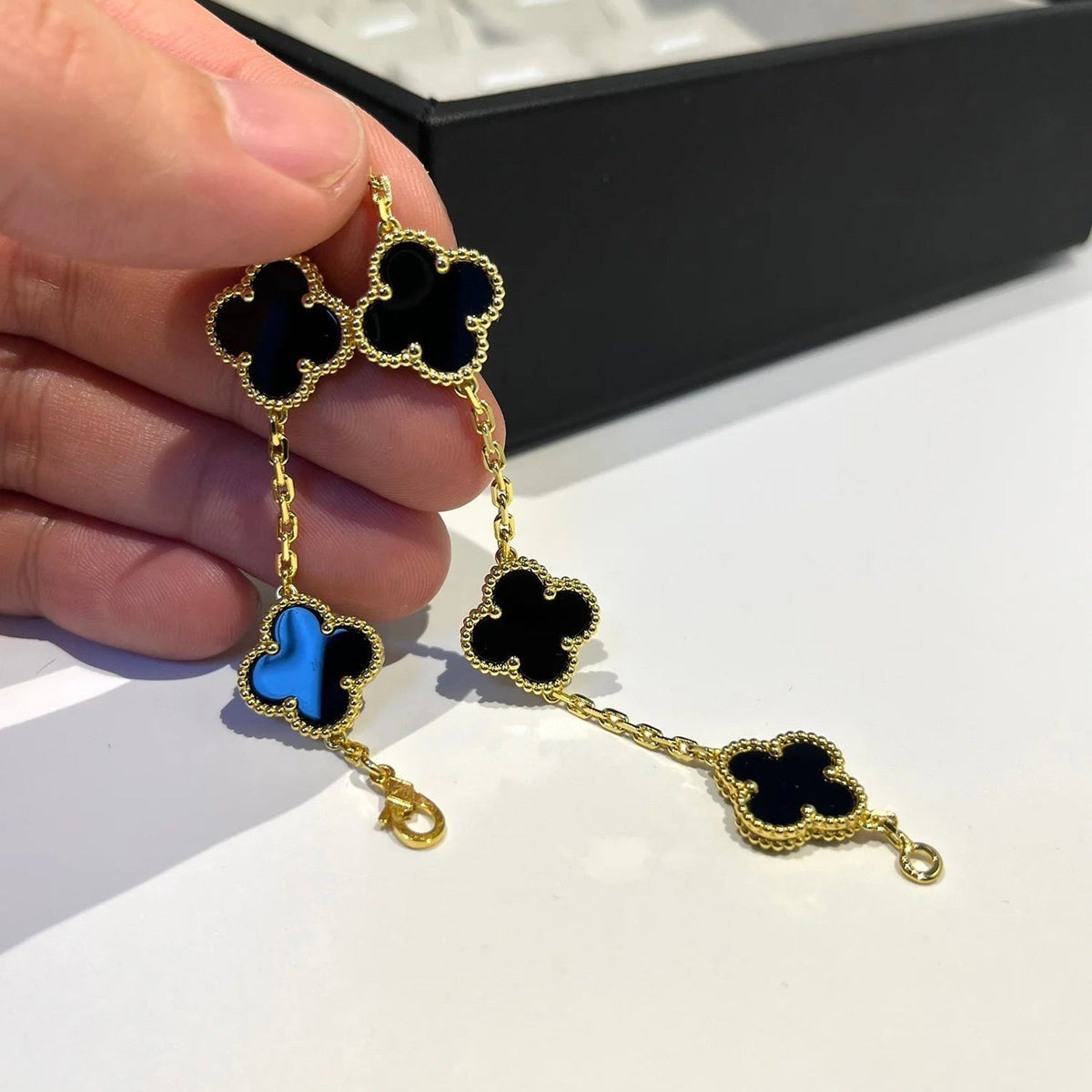 [OAKJURI Jewelry] CLOVER 5 MOTIF ONYXS BRACELET COLLECTION