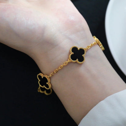 [OAKJURI Jewelry] CLOVER 5 MOTIF ONYXS BRACELET COLLECTION