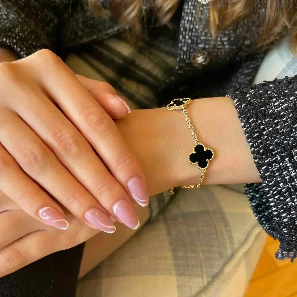[OAKJURI Jewelry] CLOVER 5 MOTIF ONYXS BRACELET COLLECTION