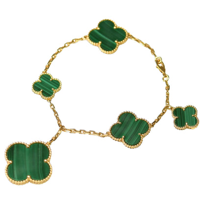 [OAKJURI Jewelry]MAGIC CLOVER MALACHITE GOLD BRACELET 5 MOTIFS