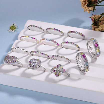 [Lumi Jewellery]Dainty Kaleidoscopic Emerald Cut Daily Ring