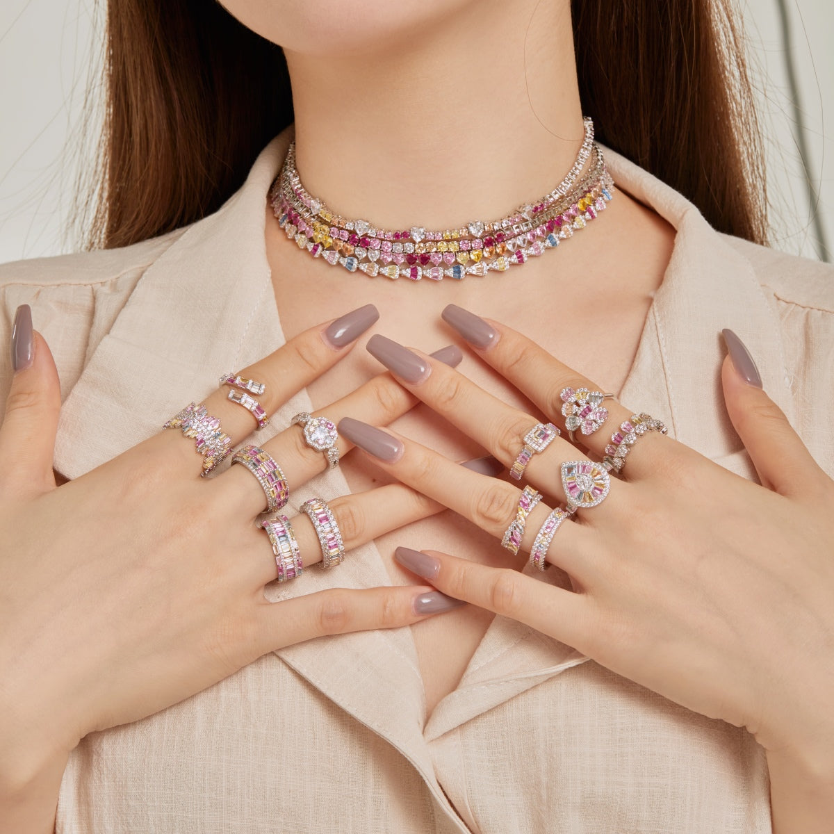 [Lumi Jewellery]Delicate Colorful Tennis Necklace