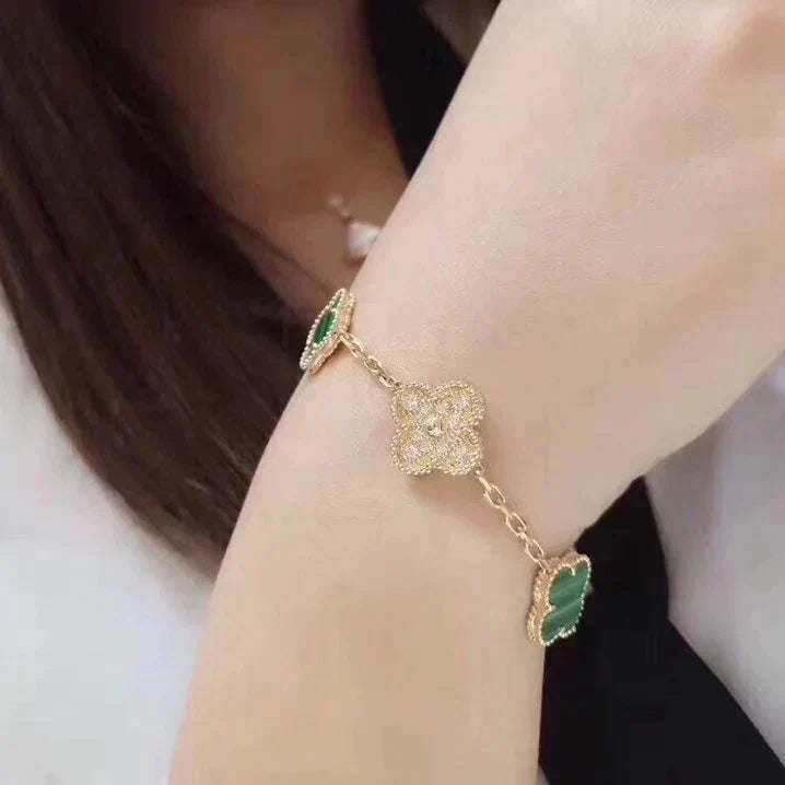[OAKJURI Jewelry] CLOVER 5 MOTIF MALACHITE BRACELET COLLECTION