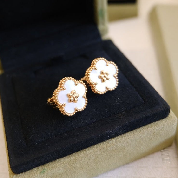 [OAKJURI Jewelry]LUCKY PINK GOLD WHITE MOP EARRINGS