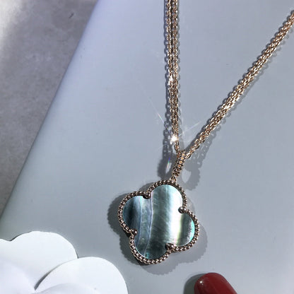 [OAKJURI Jewelry]CLOVER 25MM GOLD DARK MOP BIG CLOVER NECKLACE