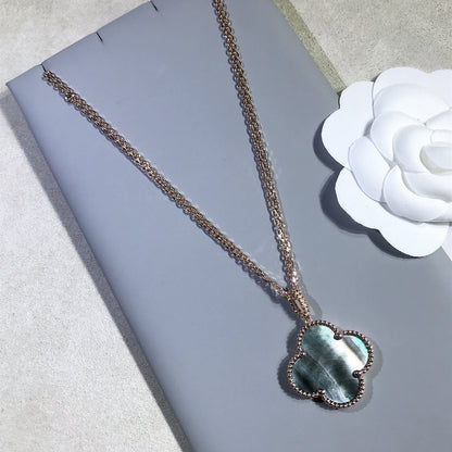 [OAKJURI Jewelry]CLOVER 25MM GOLD DARK MOP BIG CLOVER NECKLACE