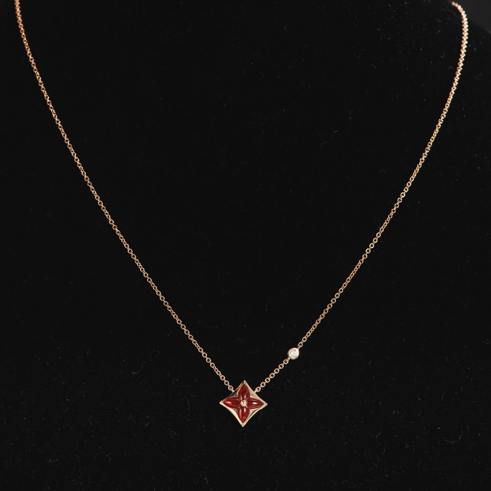 [OAKJURI Jewelry]STAR NECKLACE PINK GOLD 1 DIAMOND