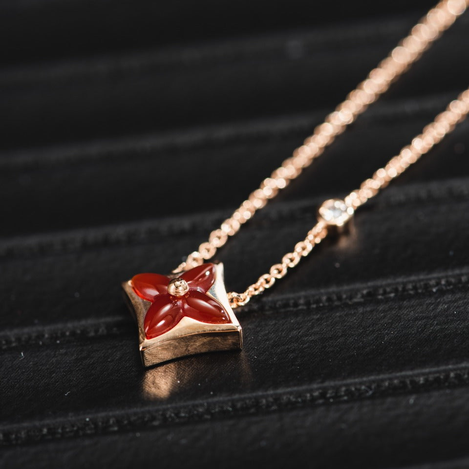 [OAKJURI Jewelry]STAR NECKLACE PINK GOLD 1 DIAMOND