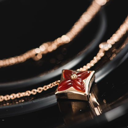 [OAKJURI Jewelry]STAR NECKLACE PINK GOLD 1 DIAMOND