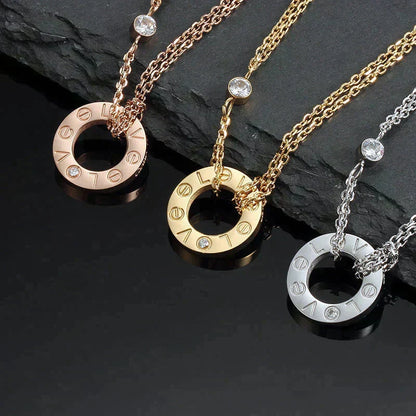[OAKJURI Jewelry] LOVE NECKLACE 16MM 2 DIAMONDS
