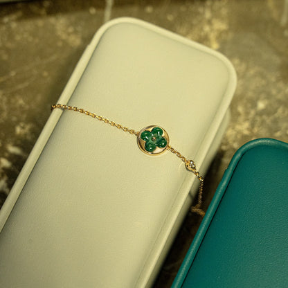 [OAKJURI Jewelry]SUN MALACHITE 1 DIAMOND PINK GOLD BRACELET