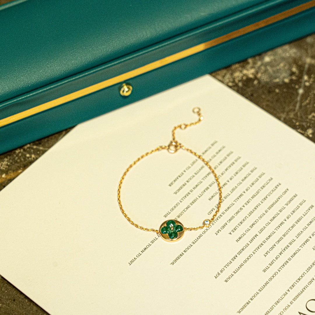 [OAKJURI Jewelry]SUN MALACHITE 1 DIAMOND PINK GOLD BRACELET