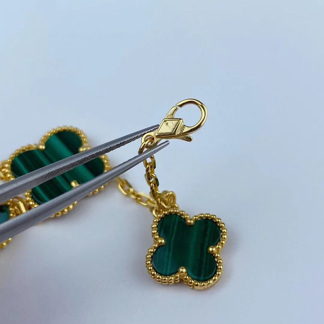 [OAKJURI Jewelry]MAGIC CLOVER MALACHITE GOLD BRACELET 5 MOTIFS
