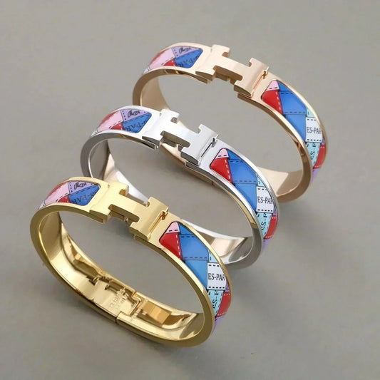 [OAKJURI Jewelry]H BRACELET DOTTED BORDER 12MM