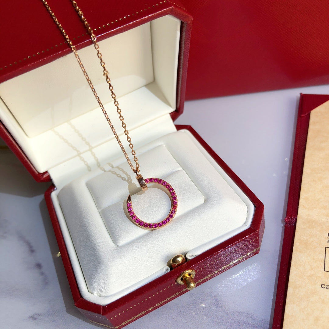 [OAKJURI Jewelry] JUSTE NECKLACE RED FULL DIAMONDS