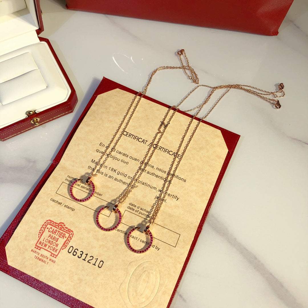 [OAKJURI Jewelry] JUSTE NECKLACE RED FULL DIAMONDS