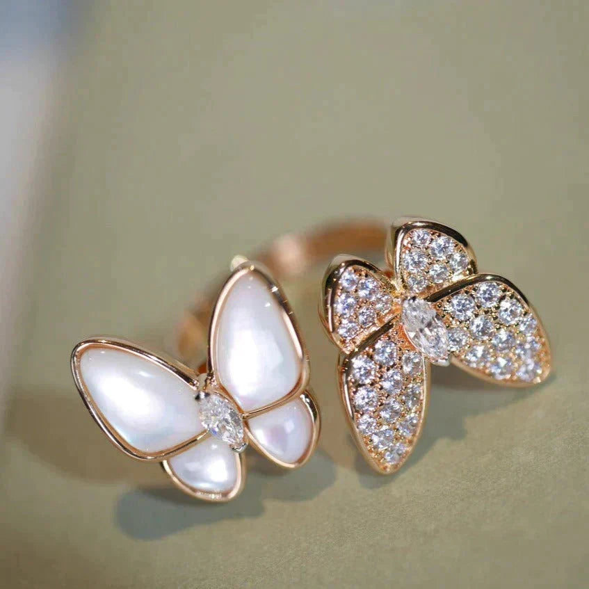 [OAKJURI Jewelry]TWIN BUTTERFLY DIAMOND MOP RING
