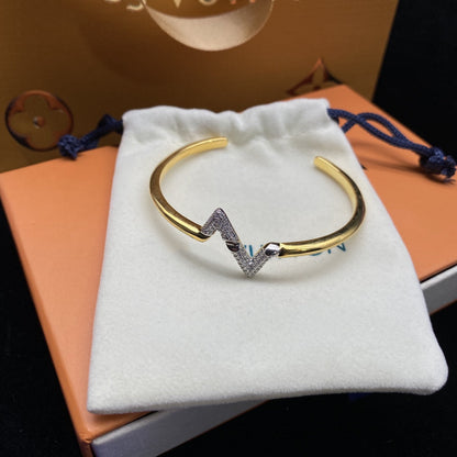 [OAKJURI Jewelry]VOLTE UPSITE DOWN DIAMOND GOLD OPEN BRACELET