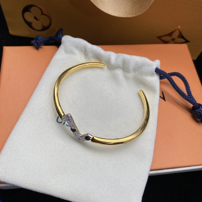 [OAKJURI Jewelry]VOLTE UPSITE DOWN DIAMOND GOLD OPEN BRACELET