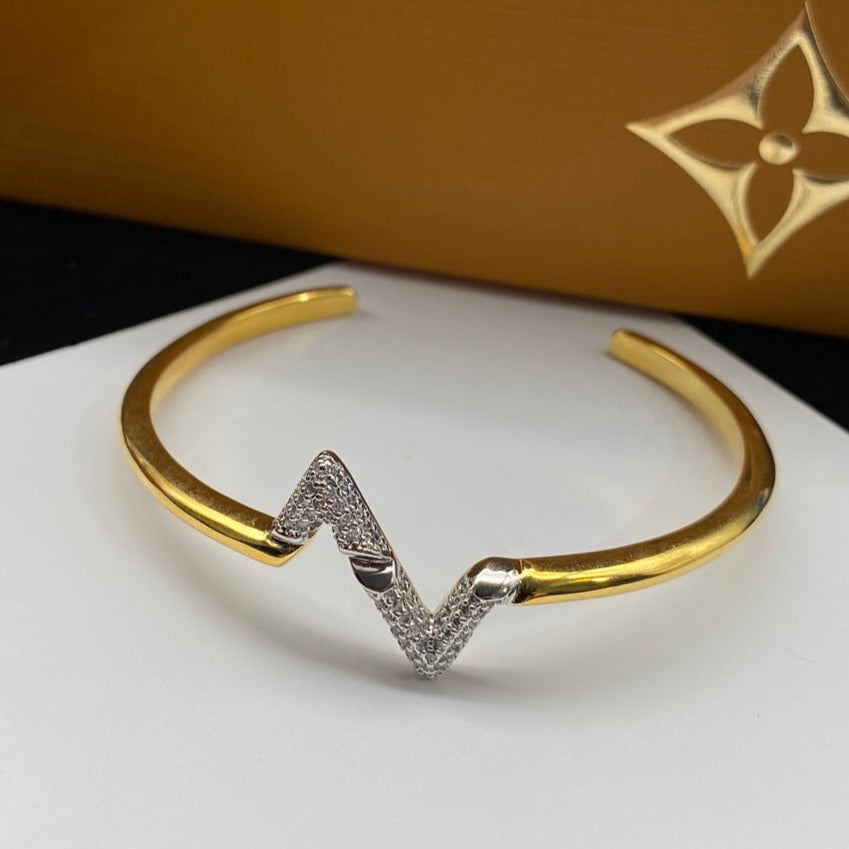 [OAKJURI Jewelry]VOLTE UPSITE DOWN DIAMOND GOLD OPEN BRACELET