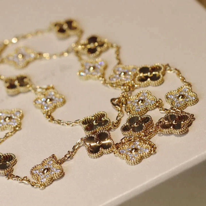 [OAKJURI Jewelry]CLOVER 20 MOTIFS LASER DIAMOND NECKLACE