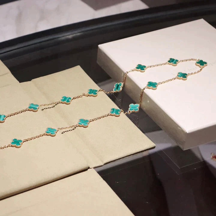 [OAKJURI Jewelry]CLOVER 20 MOTIFS MALACHITE GOLD