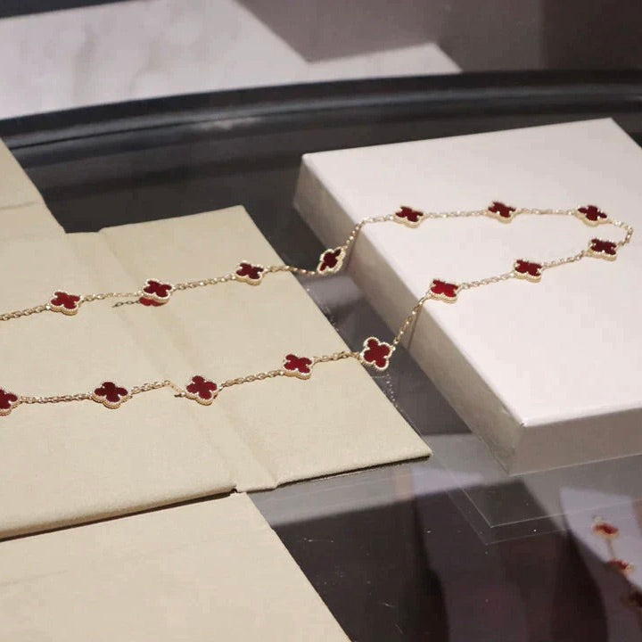 [OAKJURI Jewelry]CLOVER 20 MOTIFS CARNELIAN NECKLACE