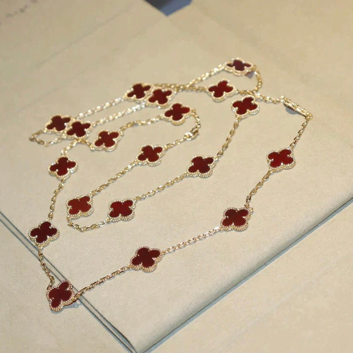 [OAKJURI Jewelry]CLOVER 20 MOTIFS CARNELIAN NECKLACE