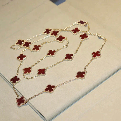 [OAKJURI Jewelry]CLOVER 20 MOTIFS CARNELIAN NECKLACE