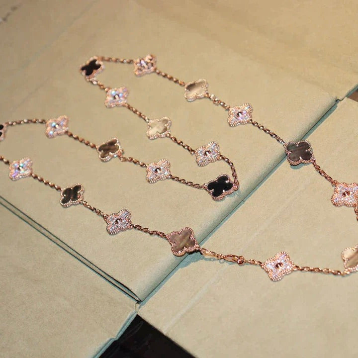 [OAKJURI Jewelry]CLOVER 20 MOTIFS DARK MOP DIAMOND  NECKLACE