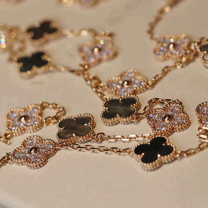 [OAKJURI Jewelry]CLOVER 20 MOTIFS DARK MOP DIAMOND  NECKLACE