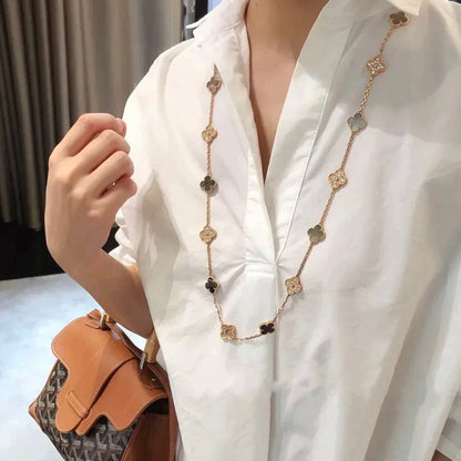 [OAKJURI Jewelry]CLOVER 20 MOTIFS DARK MOP DIAMOND  NECKLACE