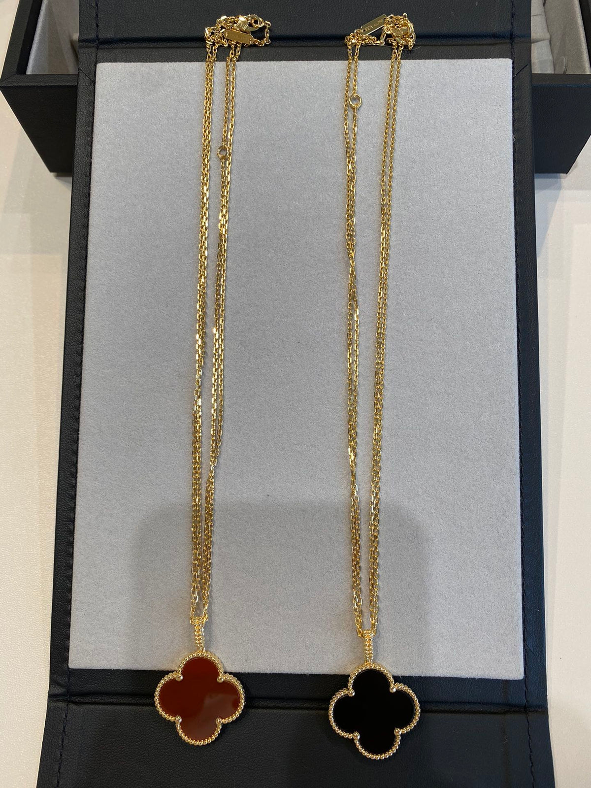 [OAKJURI Jewelry]CLOVER 25MM NECKLACE GOLD CARNELIAN