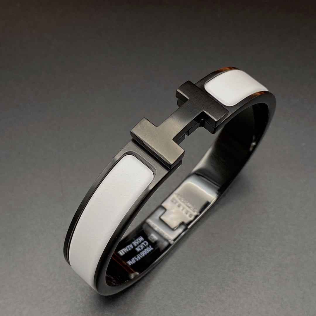 [OAKJURI Jewelry]H BRACELET 12MM BLACK WHITE CERAMIC