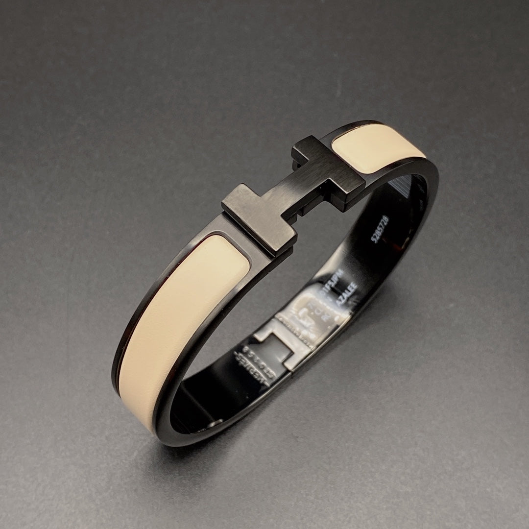 [OAKJURI Jewelry]H BRACELET 12MM BLACK BEIGE CERAMIC