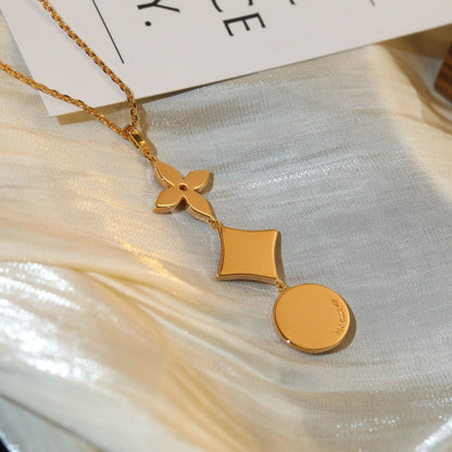 [OAKJURI Jewelry]STAR AND SUN DIAMOND PINK GOLD NECKLACE