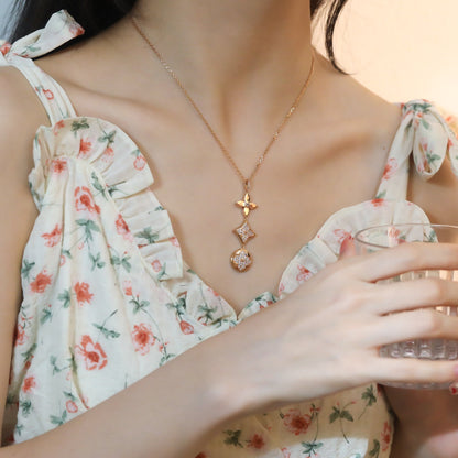 [OAKJURI Jewelry]STAR AND SUN DIAMOND PINK GOLD NECKLACE
