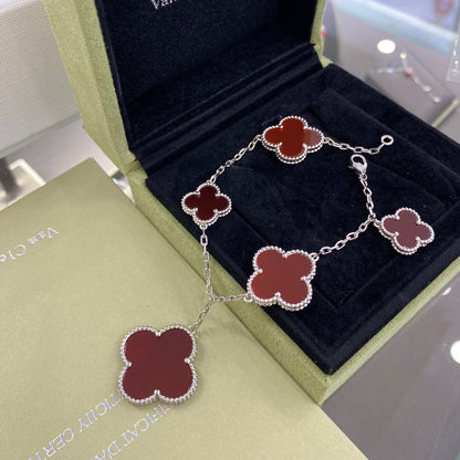 [OAKJURI Jewelry]CLOVER 5 MOTIFS SIVLER CARNELIAN BRACELET