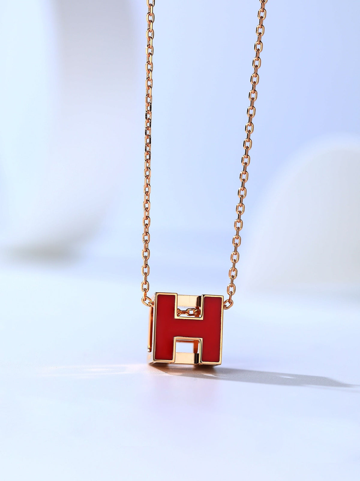 [OAKJURI Jewelry]H CAGE PINK GOLD NECKLACE