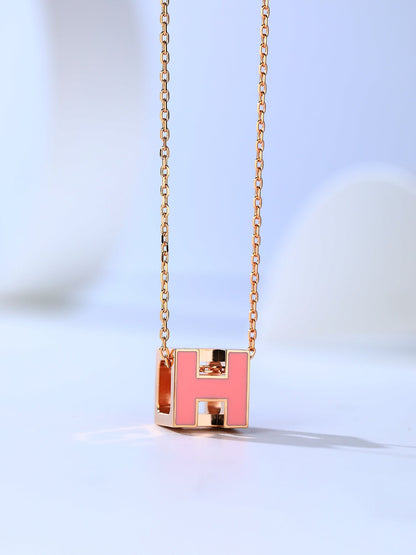 [OAKJURI Jewelry]H CAGE PINK GOLD NECKLACE