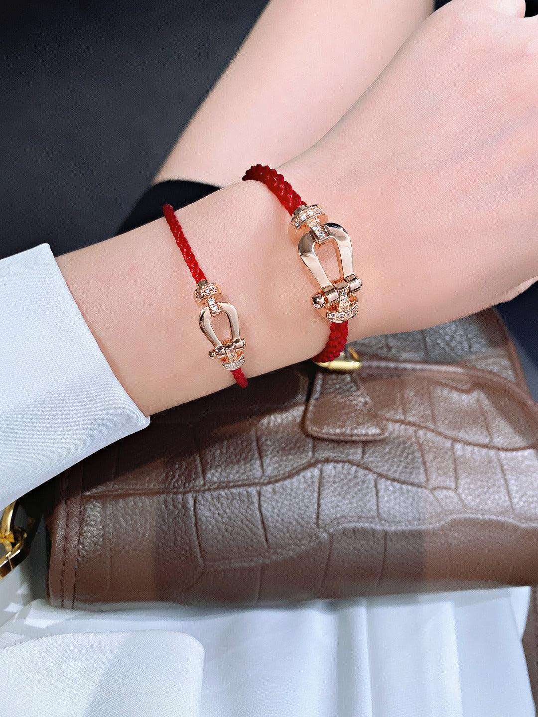 [OAKJURI Jewelry]FORCE 10 HALF DIAMOND PINK GOLD RED CORDERI LARGE AND MEDIUM MODEL