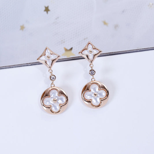 [OAKJURI Jewelry]STAR AND SUN PINK GOLD MOP DROP EARRINGS